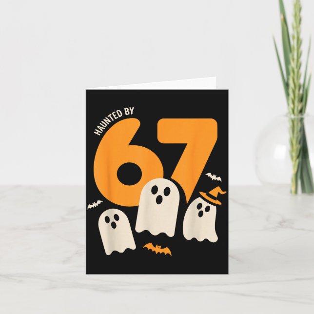 Haunted By 67 Funny Halloween Meme Design  Kort (Framsida)