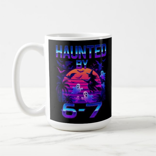 Haunted by 67 Funny Halloween Meme Kaffemugg (Vänster)