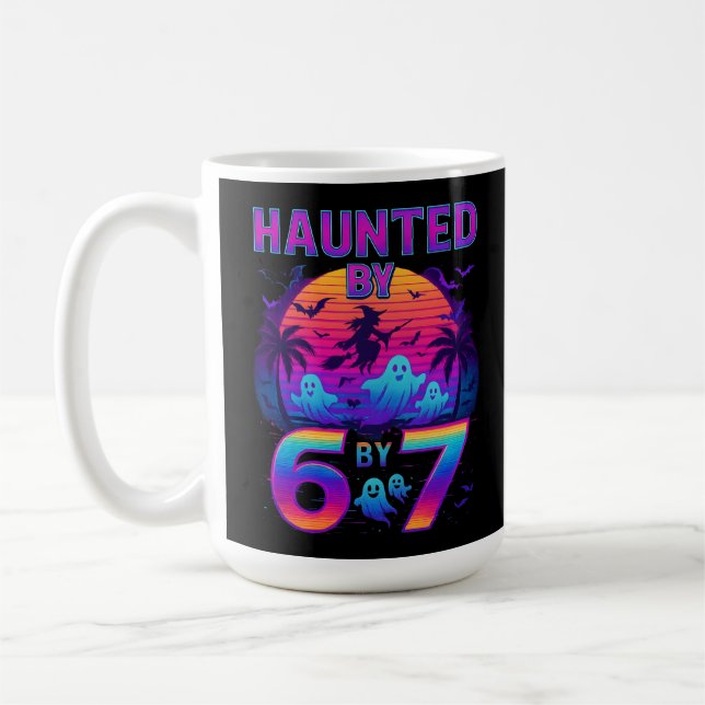 Haunted by 67 Funny Halloween Meme Kaffemugg (Vänster)