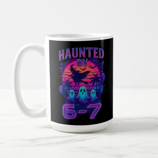 Haunted by 67 Funny Halloween Meme Kaffemugg (Vänster)