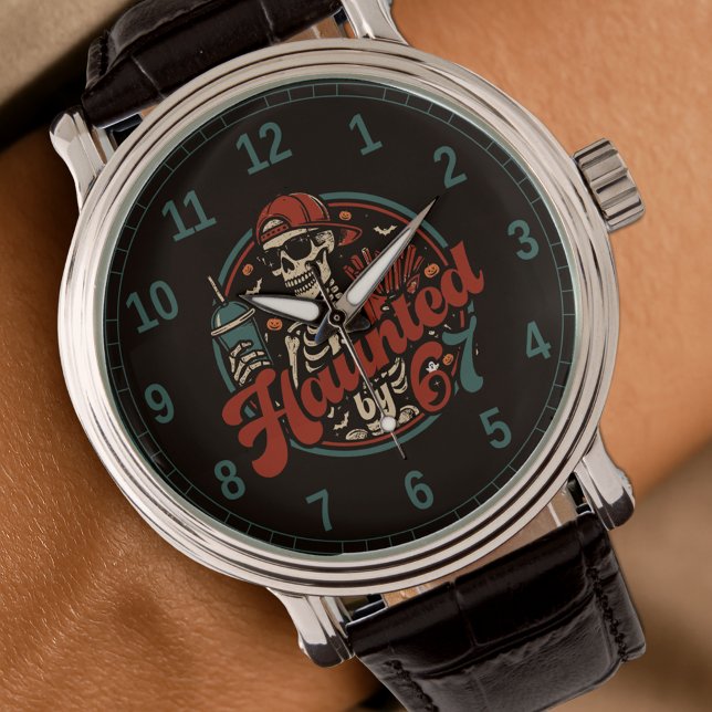 Haunted By 67 Funny Halloween Six Seven 67 Meme Armbandsur (Skapare uppladdad)