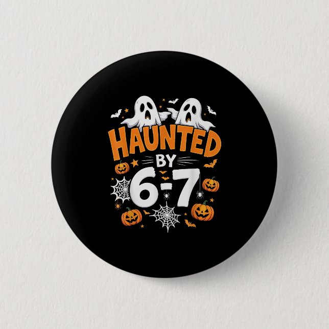 Haunted By 67 Funny Pumpkin And Ghost Halloween Co Knapp (Framsida)
