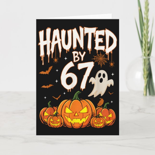 Haunted By 67 Funny Pumpkin And Ghost Halloween Co Kort (Framsida)