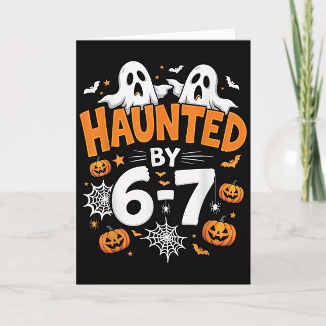 Haunted By 67 Funny Pumpkin And Ghost Halloween Co Kort (Framsida)