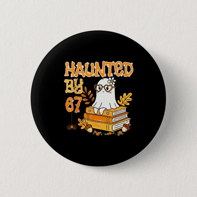 Haunted By 67 Funny Reading Ghost And Pumpkin Hall Knapp (Framsida)