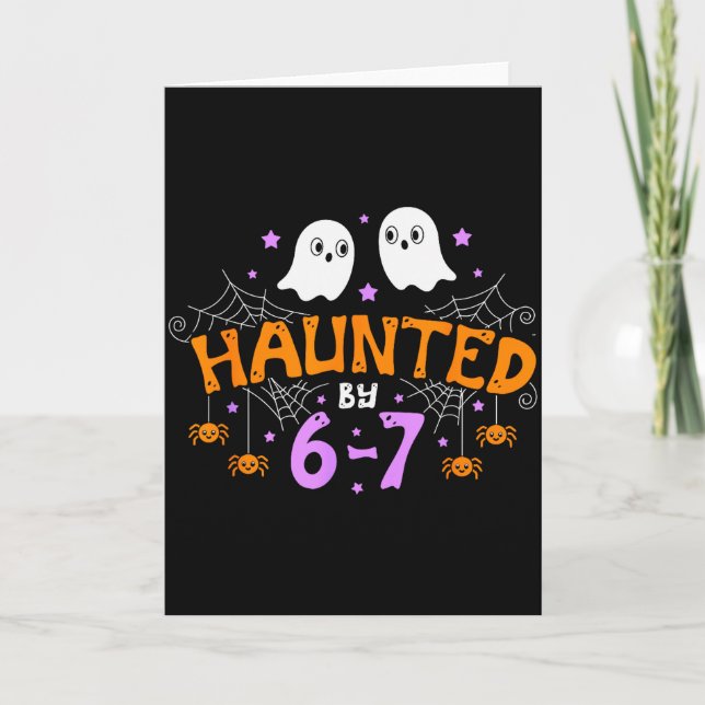 Haunted By 67 Funny Six Seven Meme Halloween Costu Kort (Framsida)