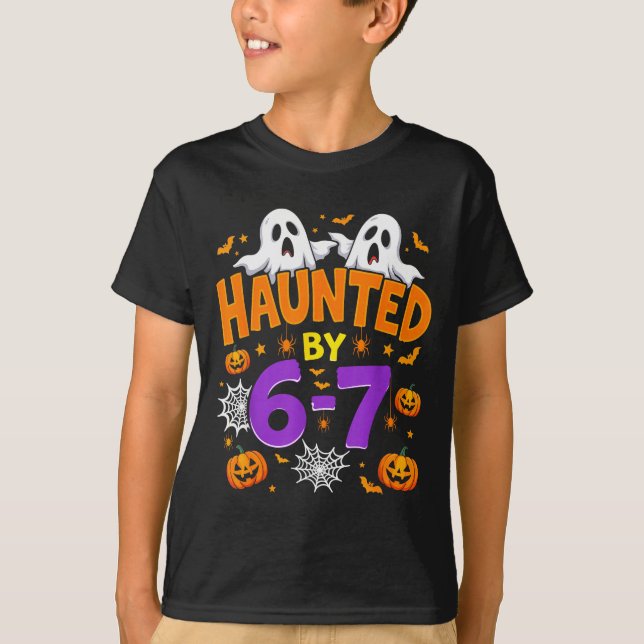 Haunted By 67 Funny Six Seven Meme Pumpkin Ghost H T Shirt (Framsida)