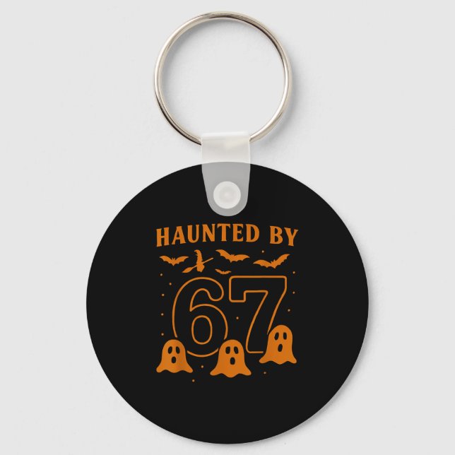 Haunted By 67 Meme Halloween Ghost Graphic  Nyckelring (Framsida)