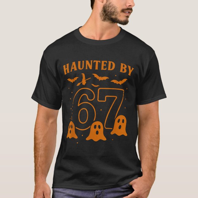 Haunted By 67 Meme Halloween Ghost Graphic  T Shirt (Framsida)