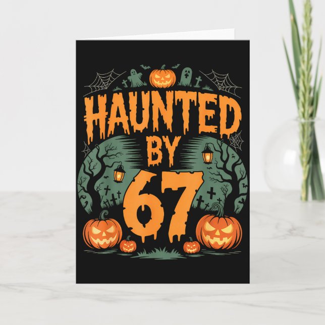 Haunted By 67 Meme Halloween Pumpkin  Kort (Framsida)