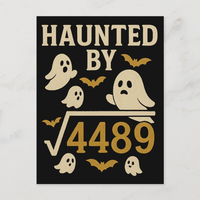 Haunted by Larry 4489 Funny Halloween Math Helg Vykort (Framsida)