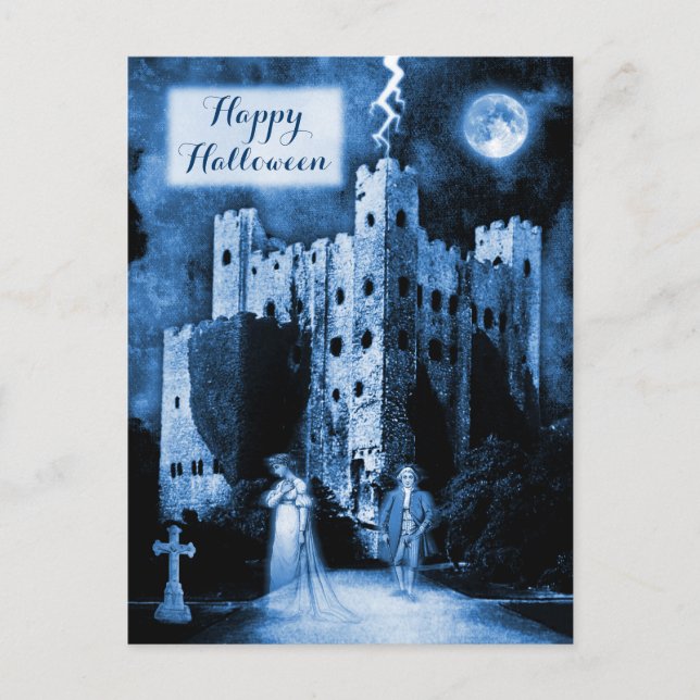 Haunted Castle Gothic Happy halloween Vykort (Framsida)