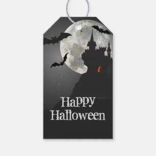 Haunted Castle Happy halloween Presentetikett