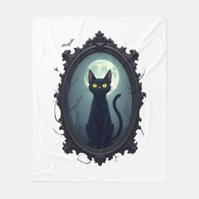 Haunted Cat Mirror Fleecefilt (Framsidan)