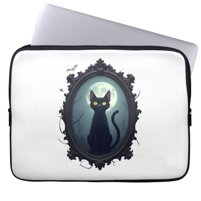 Haunted Cat Mirror Laptop Fodral (Framsidan)
