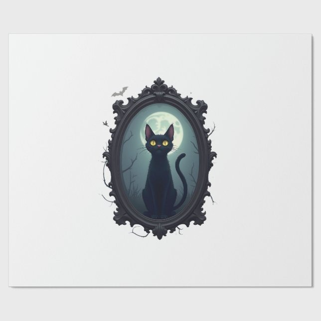 Haunted Cat Mirror Presentpapper (Platt)