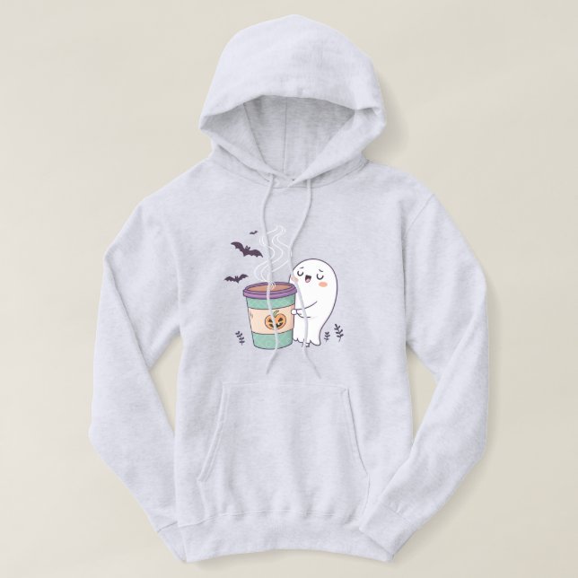 Haunted Coffee Ghost Hoodie - Cute Halloween Sweat (Design framsida)