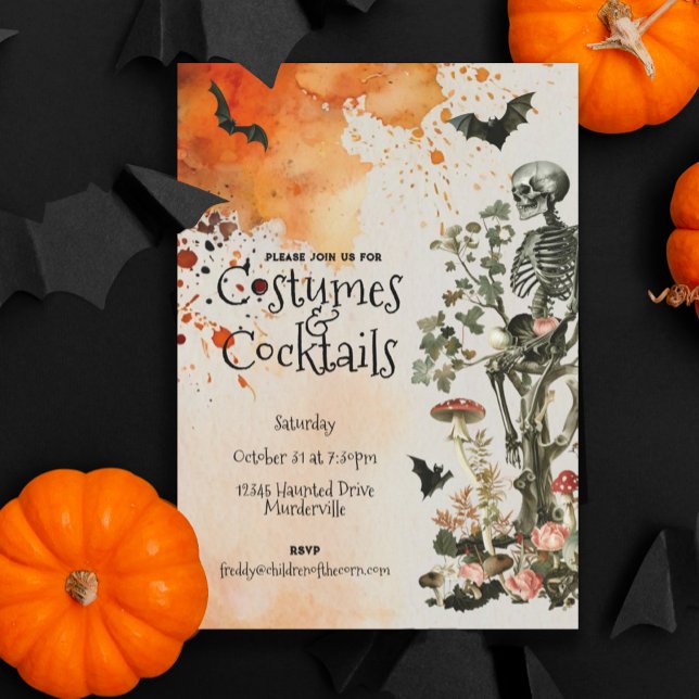 Haunted Costume and Cocktails Halloween fest Inbjudningar (Skapare uppladdad)