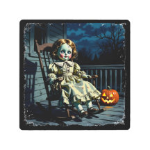 Haunted Doll and Halloween Pumpkin