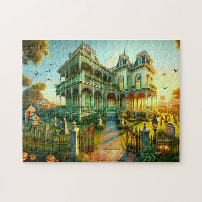Haunted Estate "Raven's Roost" Creepy Dusk Pussel (Horisontell)