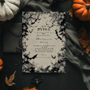 Haunted Fladdermus Gothic Halloween Inbjudningar