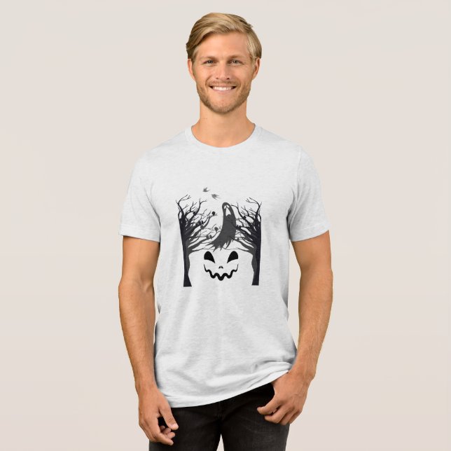 Haunted Forest Ghost Silhouette T-Shirt | Dark Min (Framsida Full)