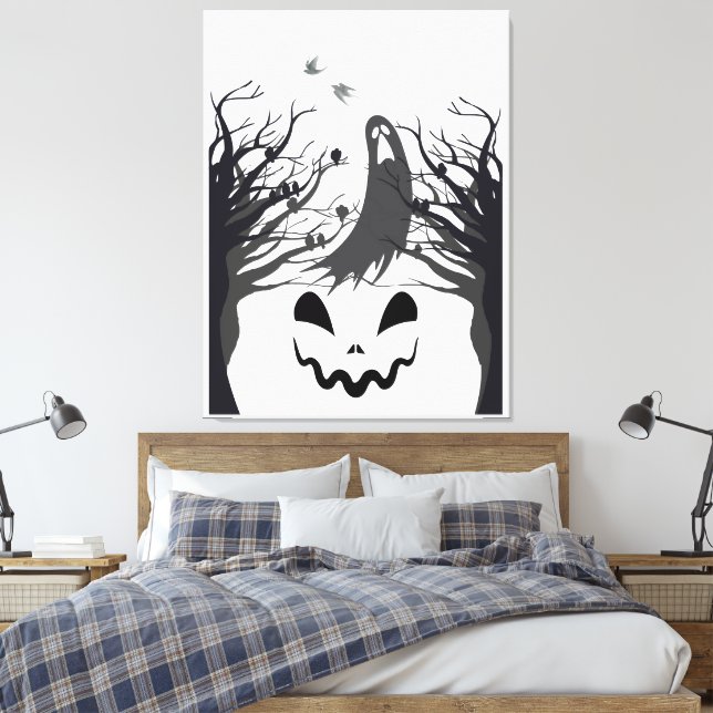 Haunted Forest Ghost Stretched Canvas – Dark & Spo (Insitu (sovrum))