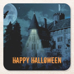 Haunted Goth Mansion Halloween Underlägg Papper Kvadrat