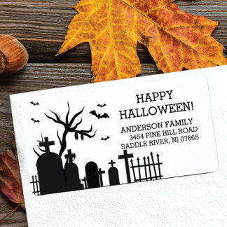 Haunted Graveyard Happy halloween Returadress Adressetikett