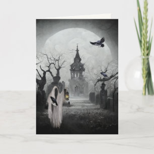 Haunted Graveyard och Grind Keeper Scary Halloween Kort
