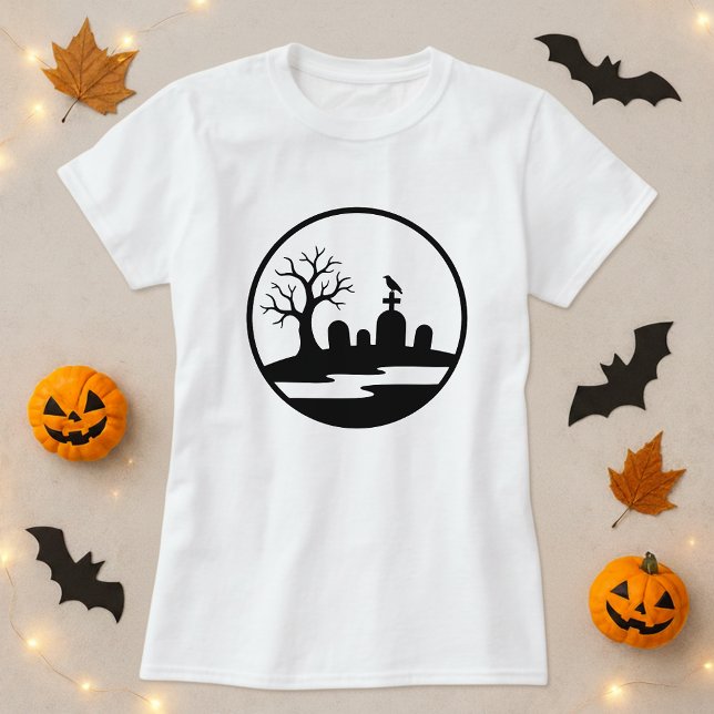 Haunted Graveyard Silhouette Modern T Shirt (Skapare uppladdad)