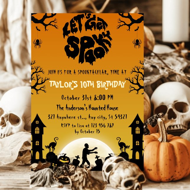 Haunted Graveyard Spooky Halloween Birthday Inbjudningar (Skapare uppladdad)