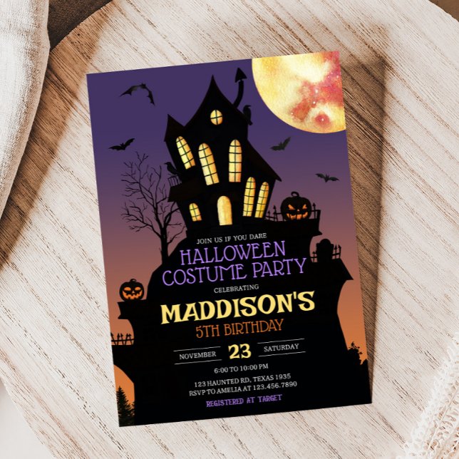 Haunted Halloween Birthday Costume Party Inbjudningar (Haunted Halloween Birthday Costume Party Invitation)