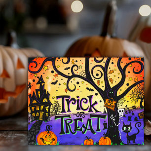 Haunted Halloween Bus eller godis Vykort