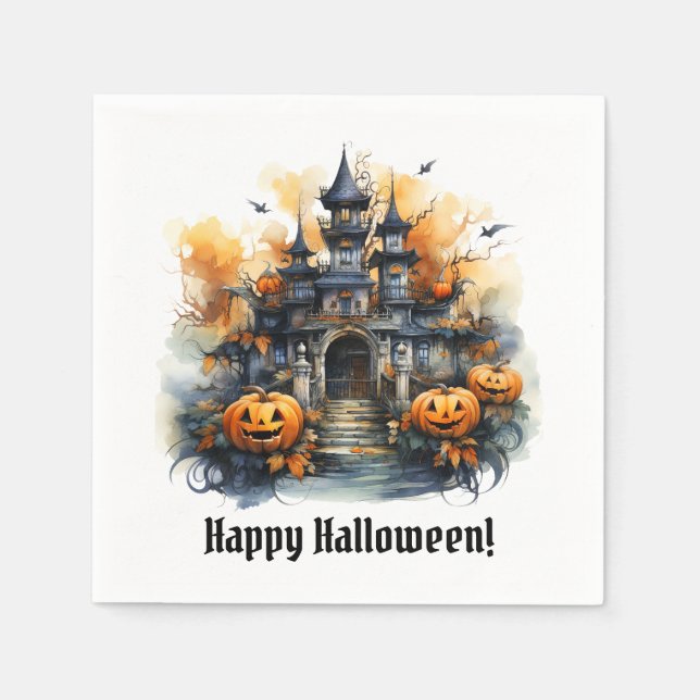 Haunted Halloween Castle Papprare Party Napkin Pappersservett (Framsidan)