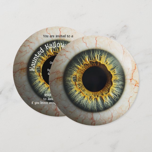 👁️ Haunted Halloween fest! Inbjudningar (Fram/baksida)
