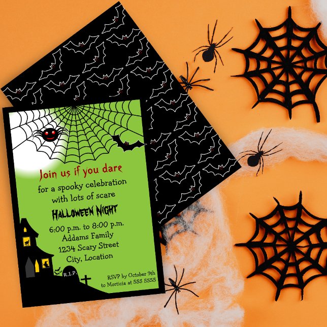 Haunted Halloween fest Inbjudningar (Invite your guests with this haunted Halloween invite for a spooktacular night.)
