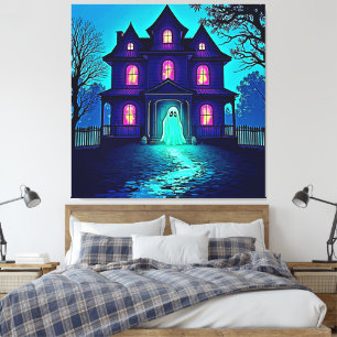 Haunted Halloween Ghost House Design Canvastryck