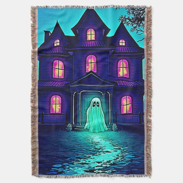 Haunted Halloween Ghost House Design Filt (Framsidan Vertikal)