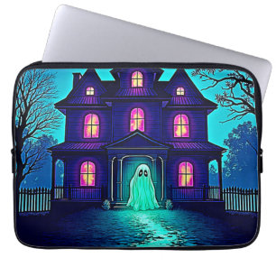 Haunted Halloween Ghost House Design Laptop Fodral