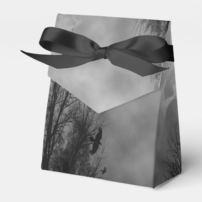 Haunted Halloween Himlar med Ravens Party Favoritb Presentaskar (Framsidan Sidan)