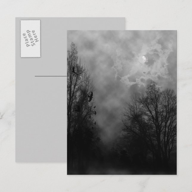 Haunted Halloween Himmel med Ravens vykort (Fram/baksida)