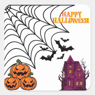 Haunted Halloween Natt Fyrkantigt Klistermärke