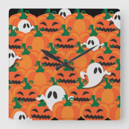 Haunted Halloween Pumpkin Patch Spöken Fyrkantig Klocka