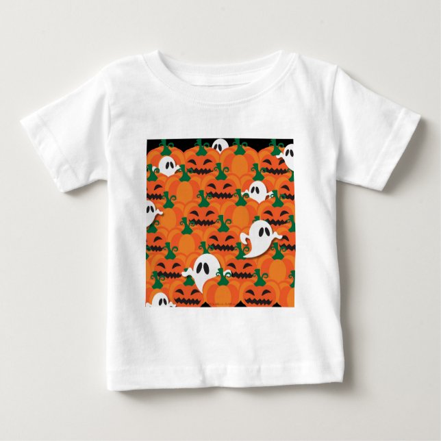 Haunted Halloween Pumpkin Patch Spöken Tee Shirt (Framsida)