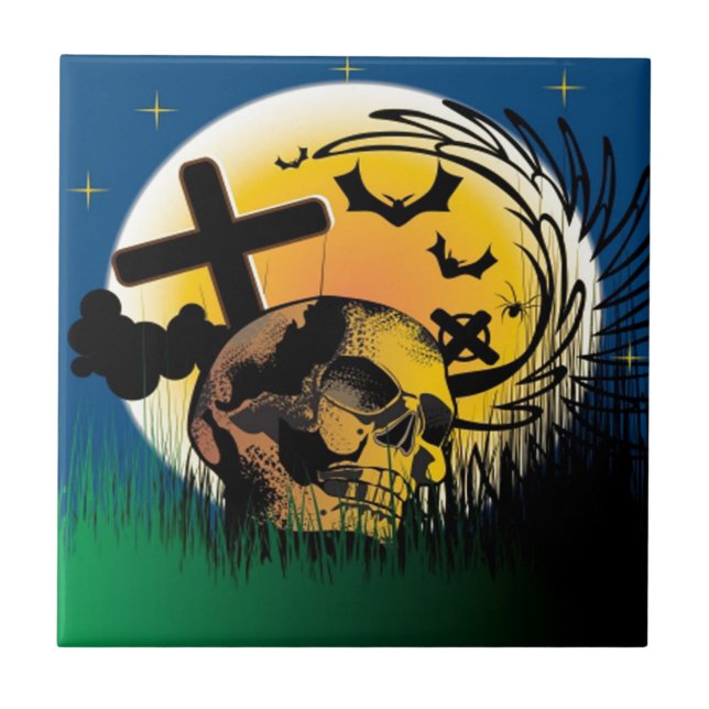 Haunted Halloween Scene Kakelplatta (Framsidan)