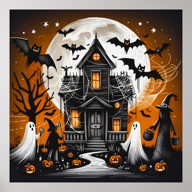 Haunted Halloween Scene Poster (Framsidan)