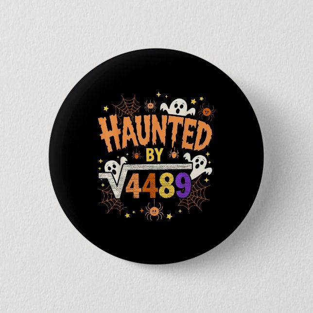 Haunted Halloween Skeleton Haunted Six Seven Numbe Knapp (Framsida)