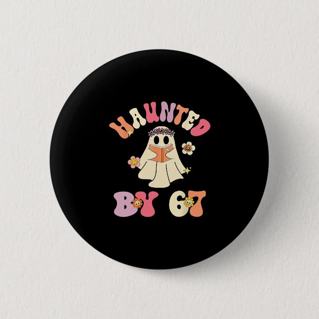 Haunted Halloween Skeleton Haunted Six Seven Numbe Knapp (Framsida)