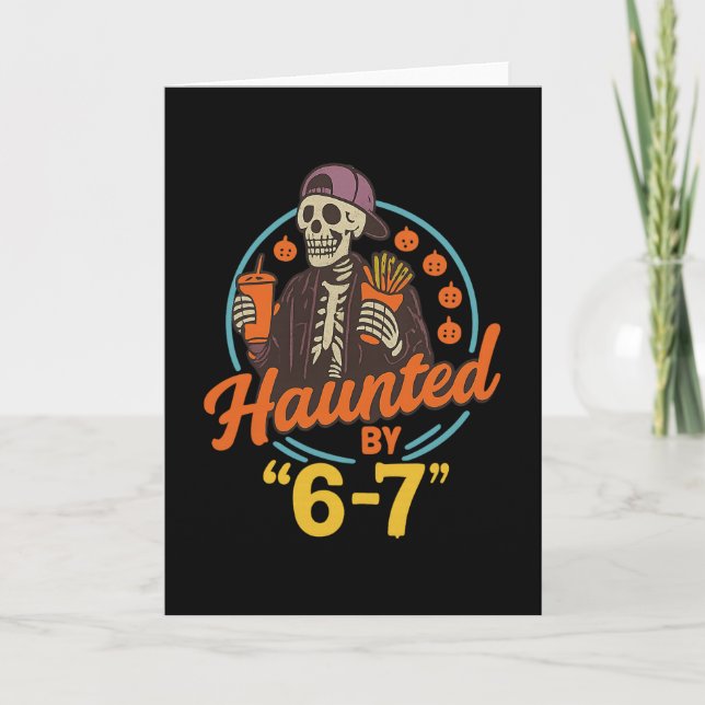 Haunted Halloween Skeleton Haunted Six Seven Numbe Kort (Framsida)
